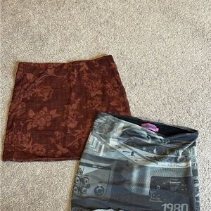 Floral Brown Skirt / Blue retro skirt